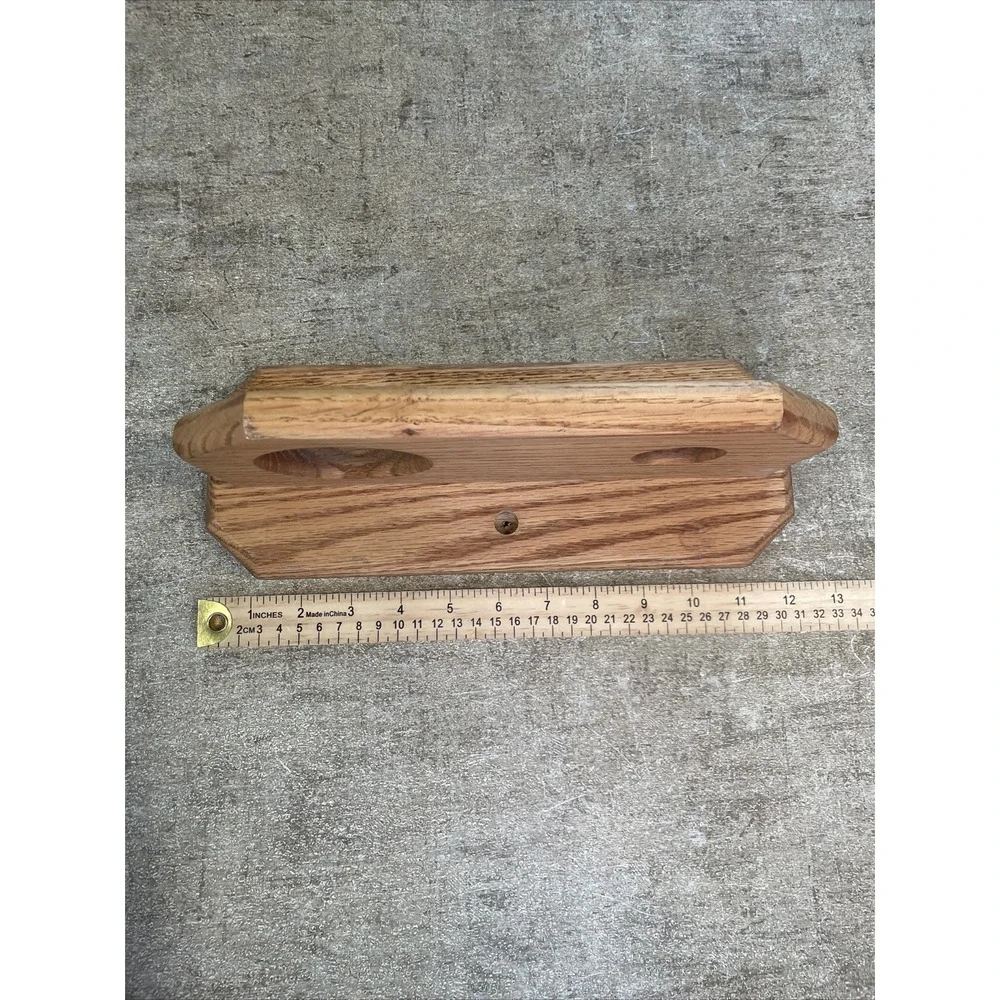 Vintage Gaylan Industries Solid Oak Wall Mount Hair Dryer Curling Iron Holder